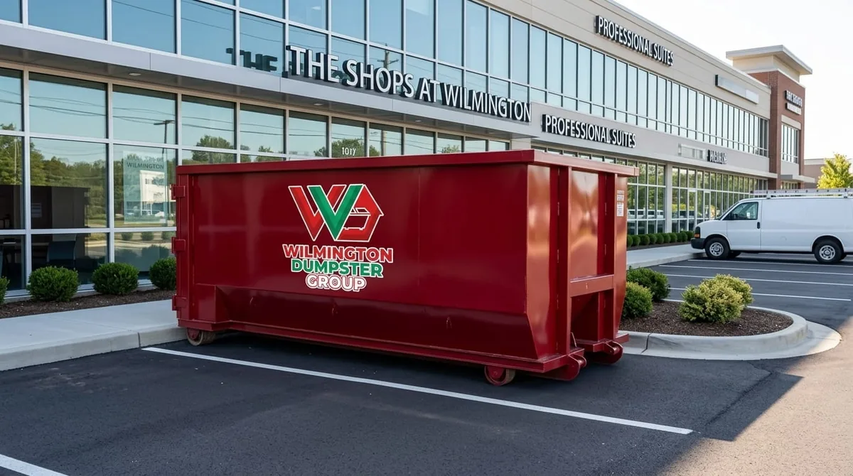Commercial roll-off dumpster behind an Wilmington business