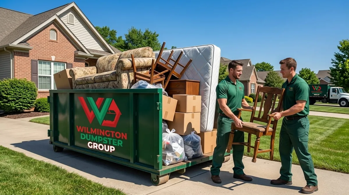 Roll-off dumpster truck delivering in Wilmington